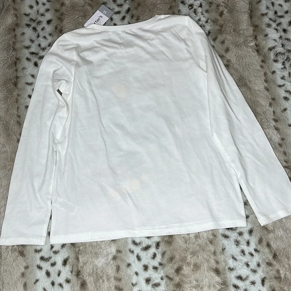 Carters Kid NWT Girls White Mountain Camping Long Sleeve Graphic Tee Shirt 12